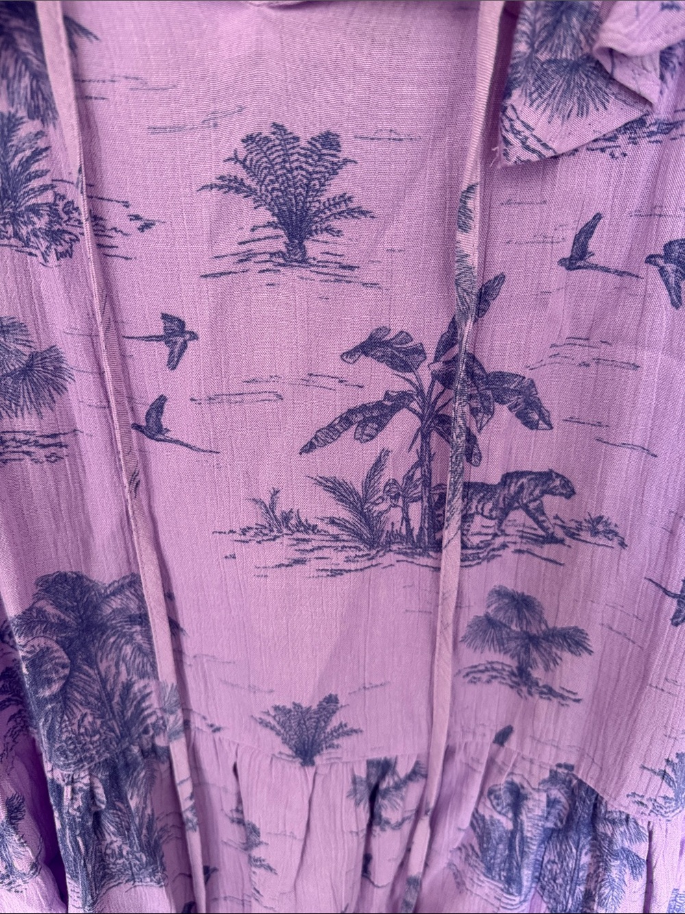 Purple Printed Ruffle-Trim Blouse - Picture 2 of 5